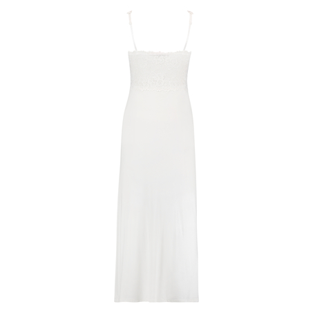 Long slip dress Modal lace, Biały