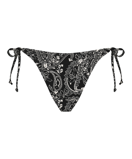 Brazyliany tanga od bikini ze wzorem paisley, Czarny