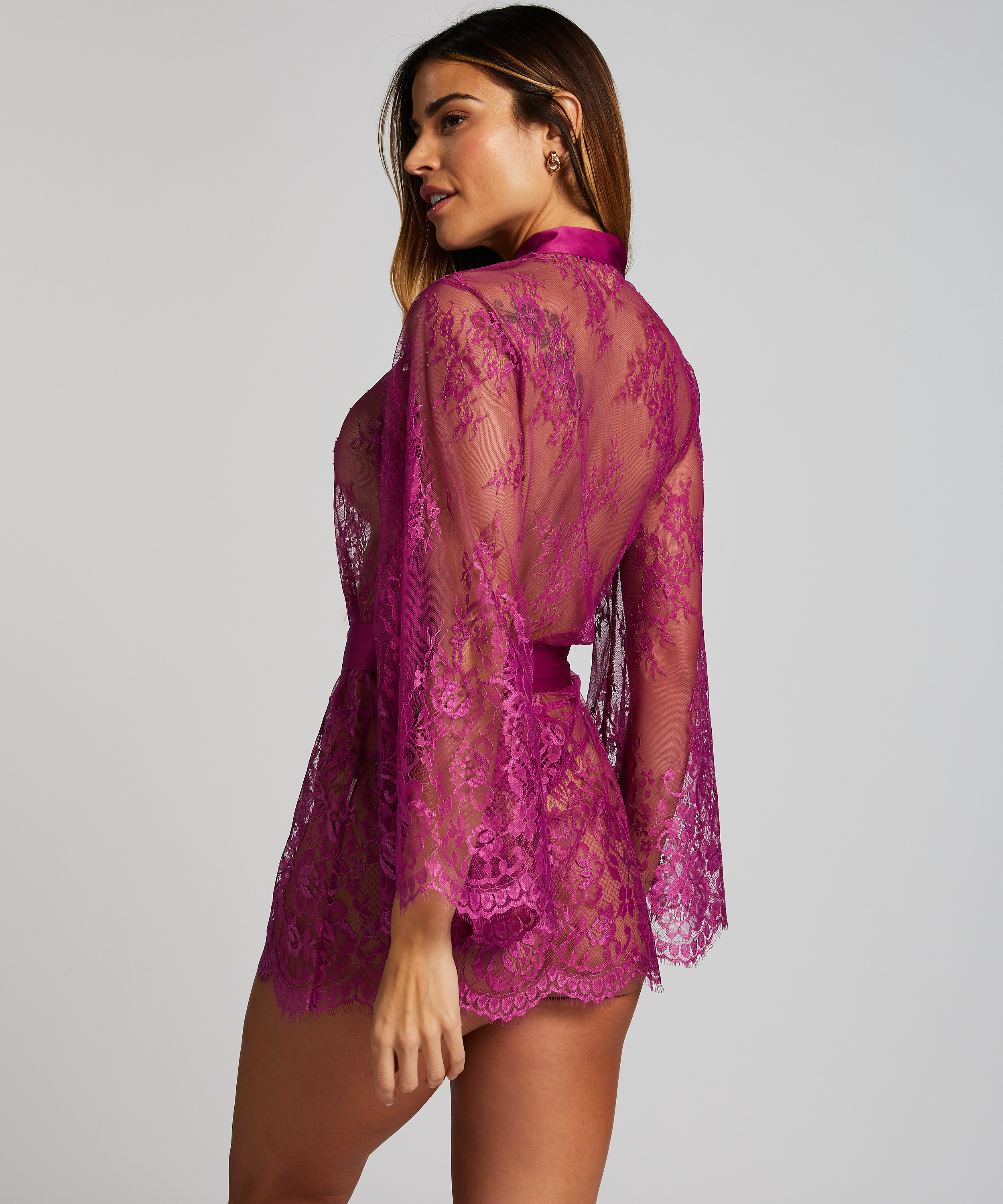 Kimono z koronką Isabelle, Fioletowy, main
