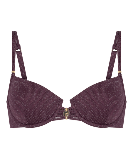 Biustonosz Bikini Panama z Fiszbinami i Wkładkami, Fioletowy