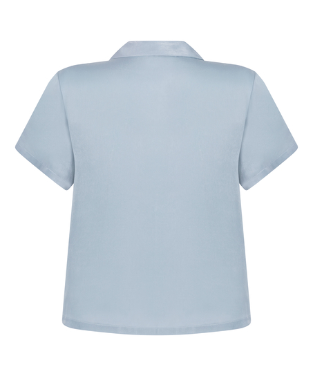 Satynowa narzutka Peppers z krótkim rękawem, Niebieski