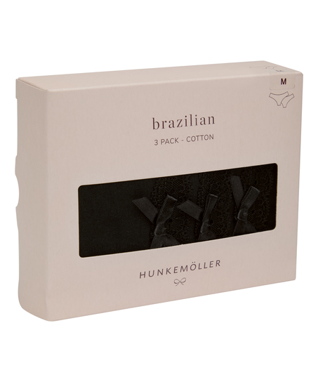Wielopak Bawełnianych Majtek Brazilian, Czarny