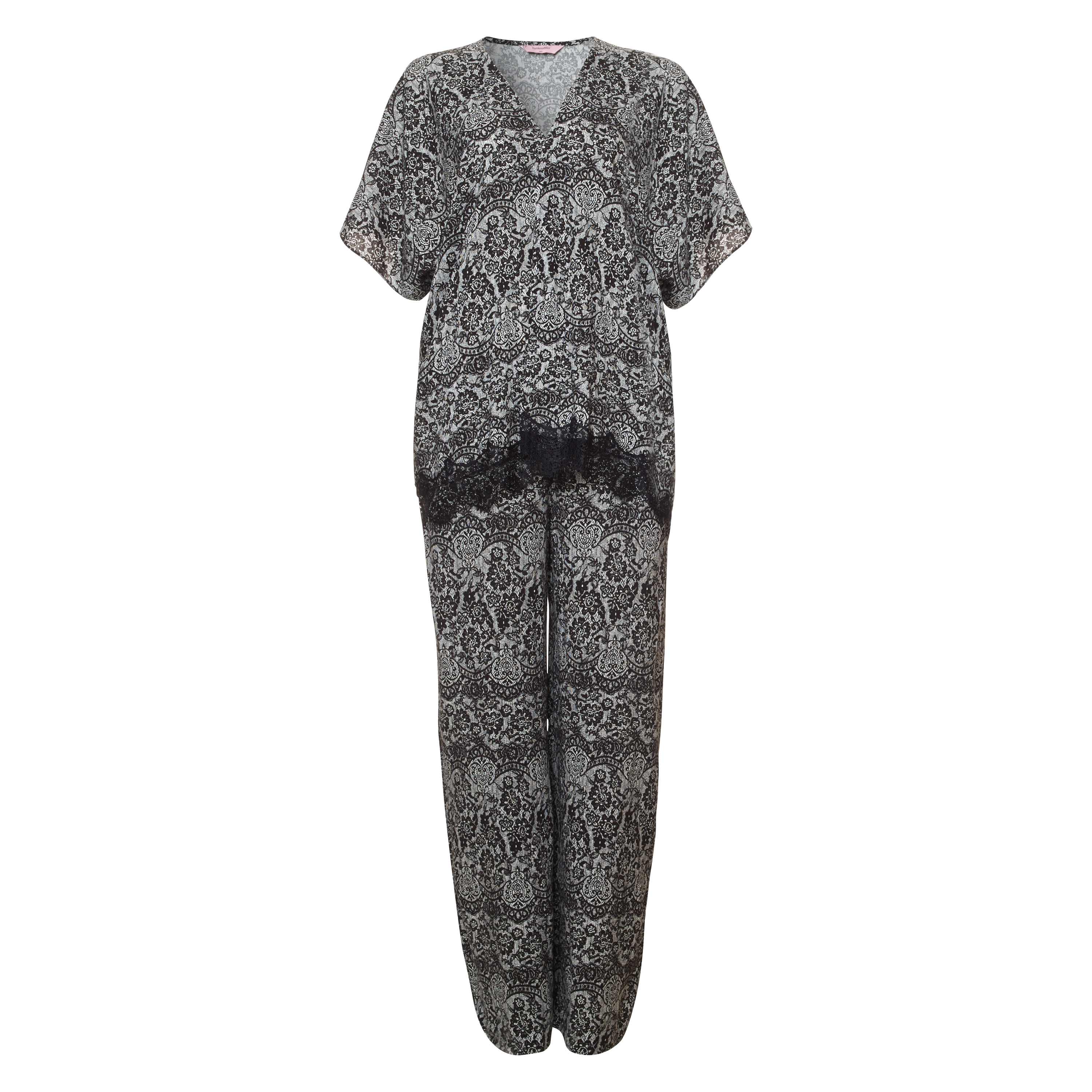 Kimono Macy lace print, Czarny, main