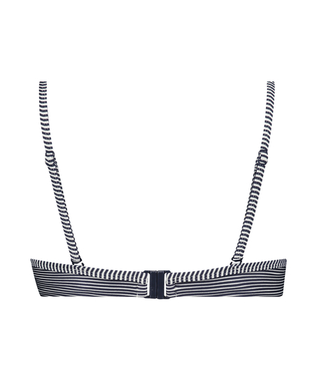 Nieusztywniona góra od bikini z fiszbinami i falbanką, Niebieski