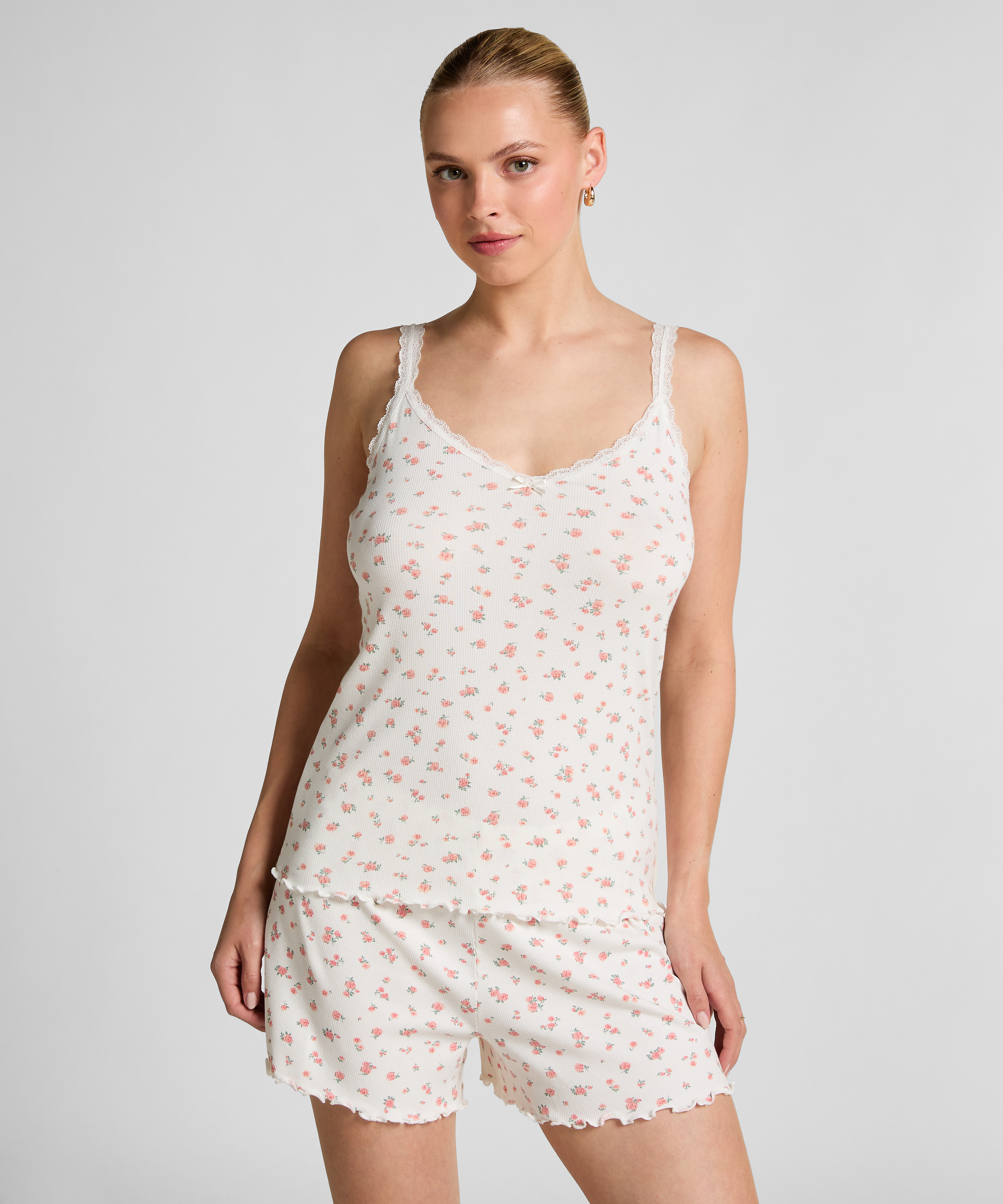 Prążkowana koszulka na ramiączkach, Biały, main