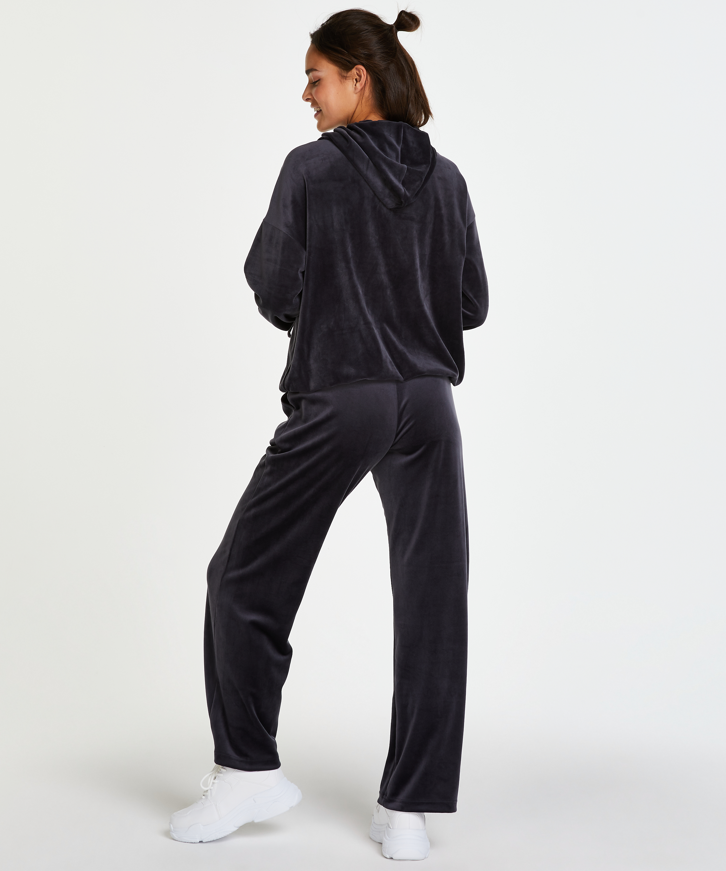 Velvet hoodie jacket, Szary, main