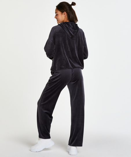 Velvet hoodie jacket, Szary