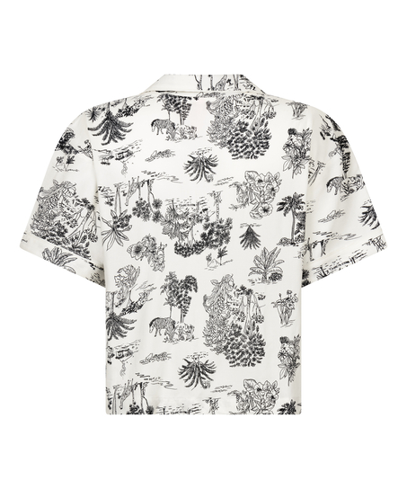 Tkana bluza z kr&oacute;tkim rękawem, Biały