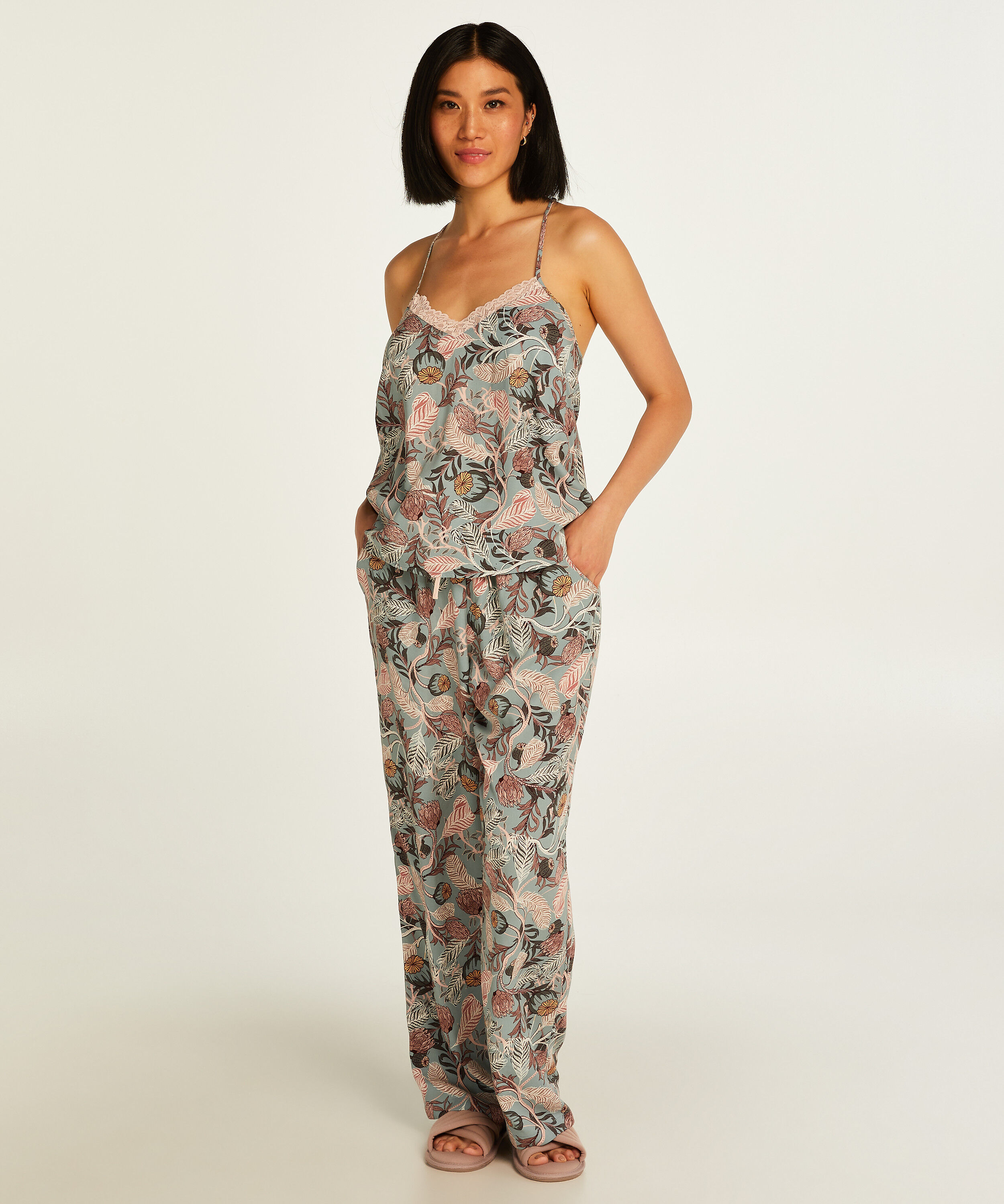 Tkane spodnie od piżamy dla niskich os&oacute;b, Szary