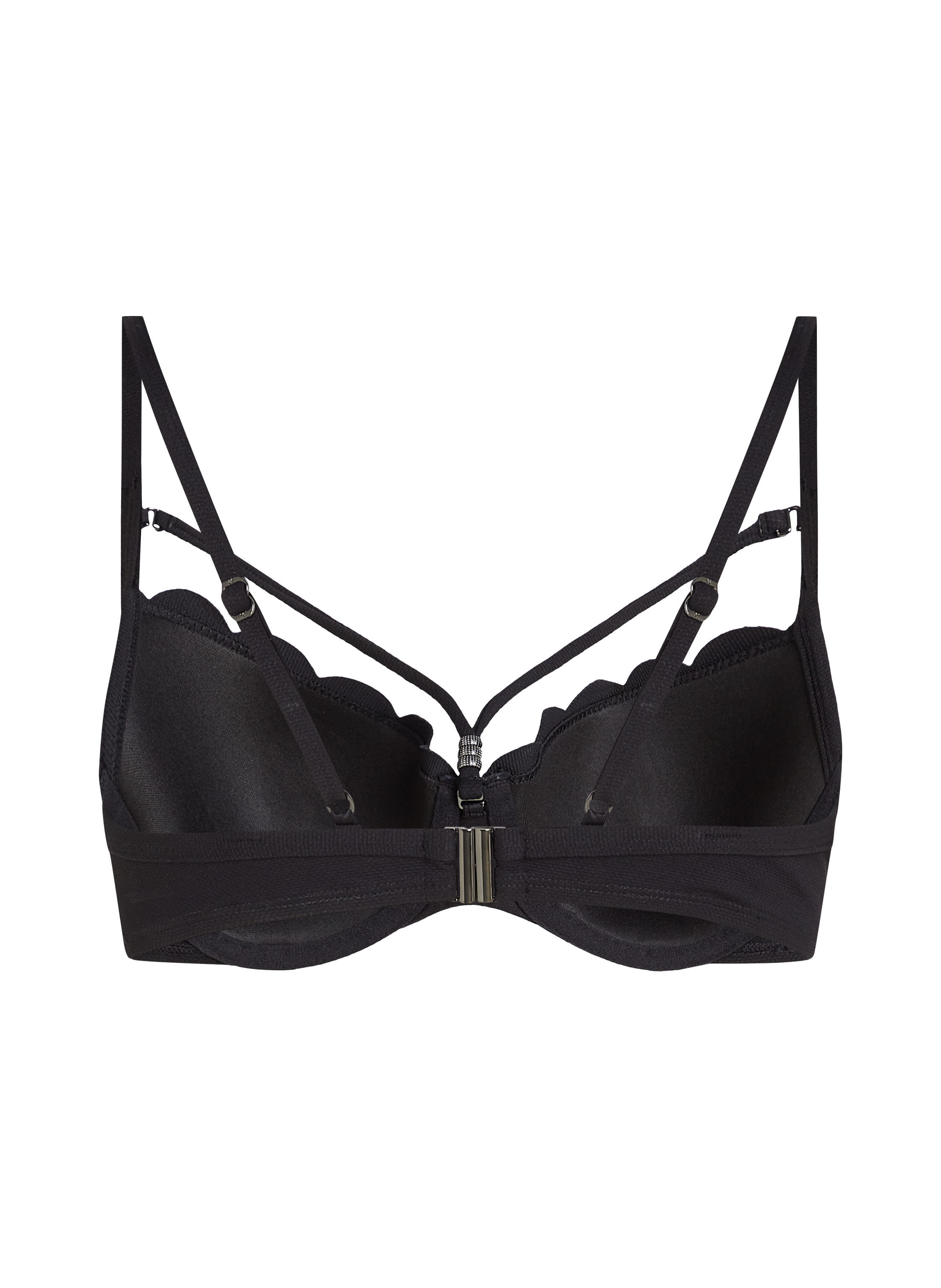 Usztywniany top bikini z fiszbinami Scallop, Czarny, main