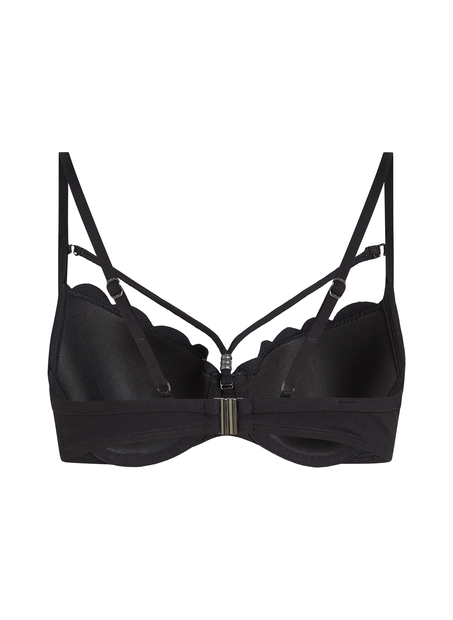 Usztywniany top bikini z fiszbinami Scallop, Czarny