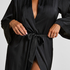 Kimono satynowe w prążki, Czarny