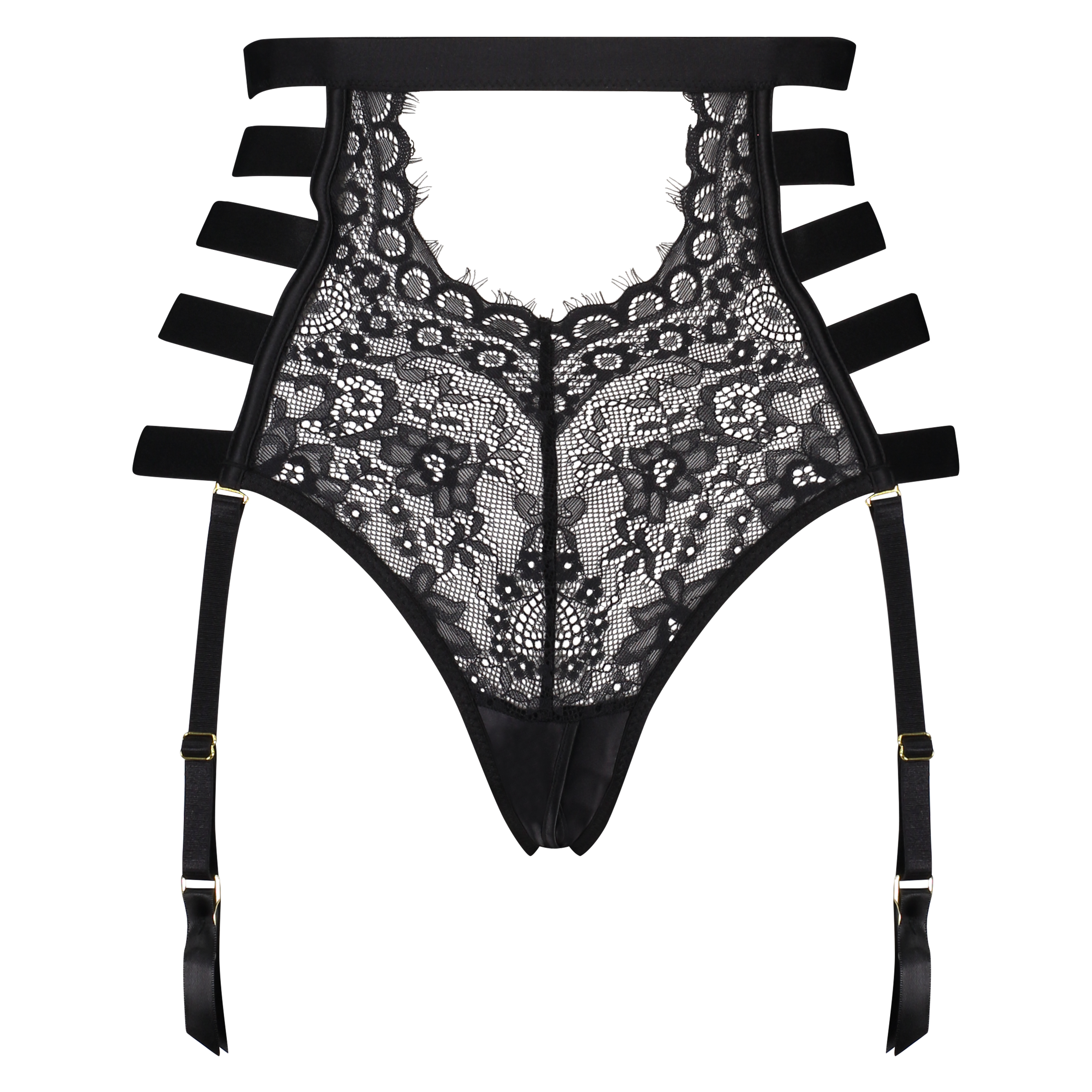 Honey High Open Crotch Brazilian, Czarny, main