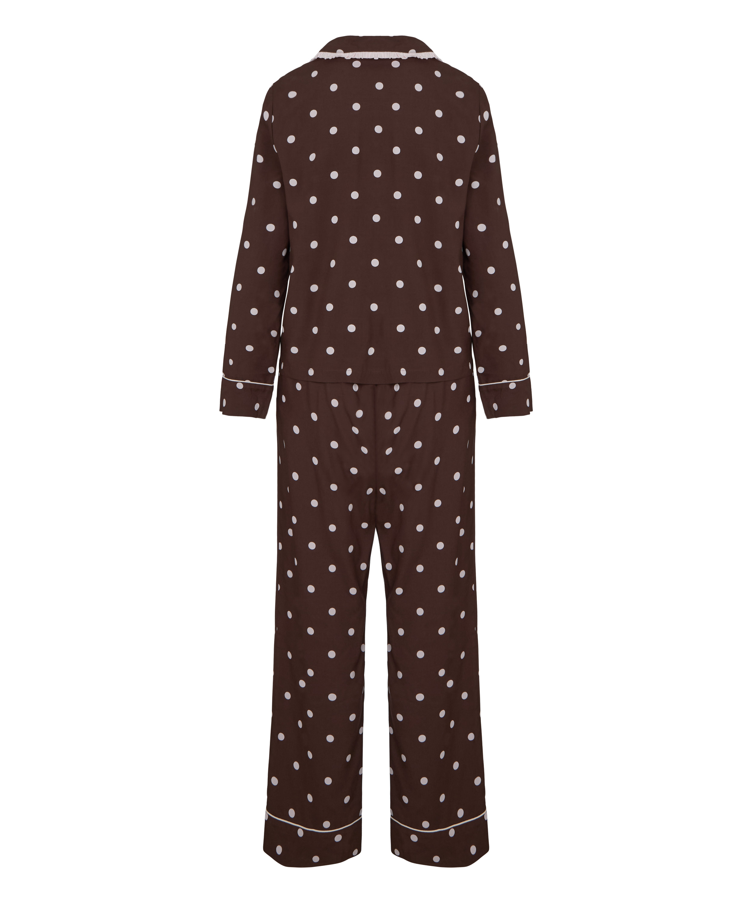 Pyjama Set Poplin Ruffle, Brązowy, main