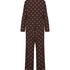 Pyjama Set Poplin Ruffle, Brązowy