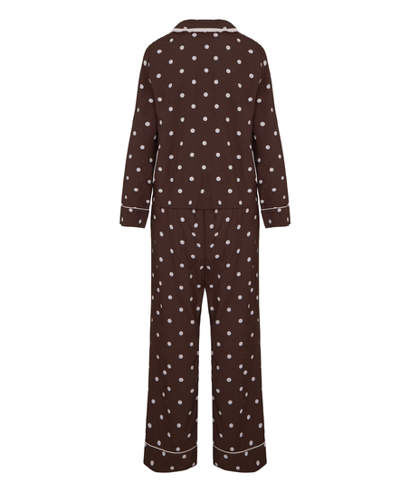 Pyjama Set Poplin Ruffle, Brązowy