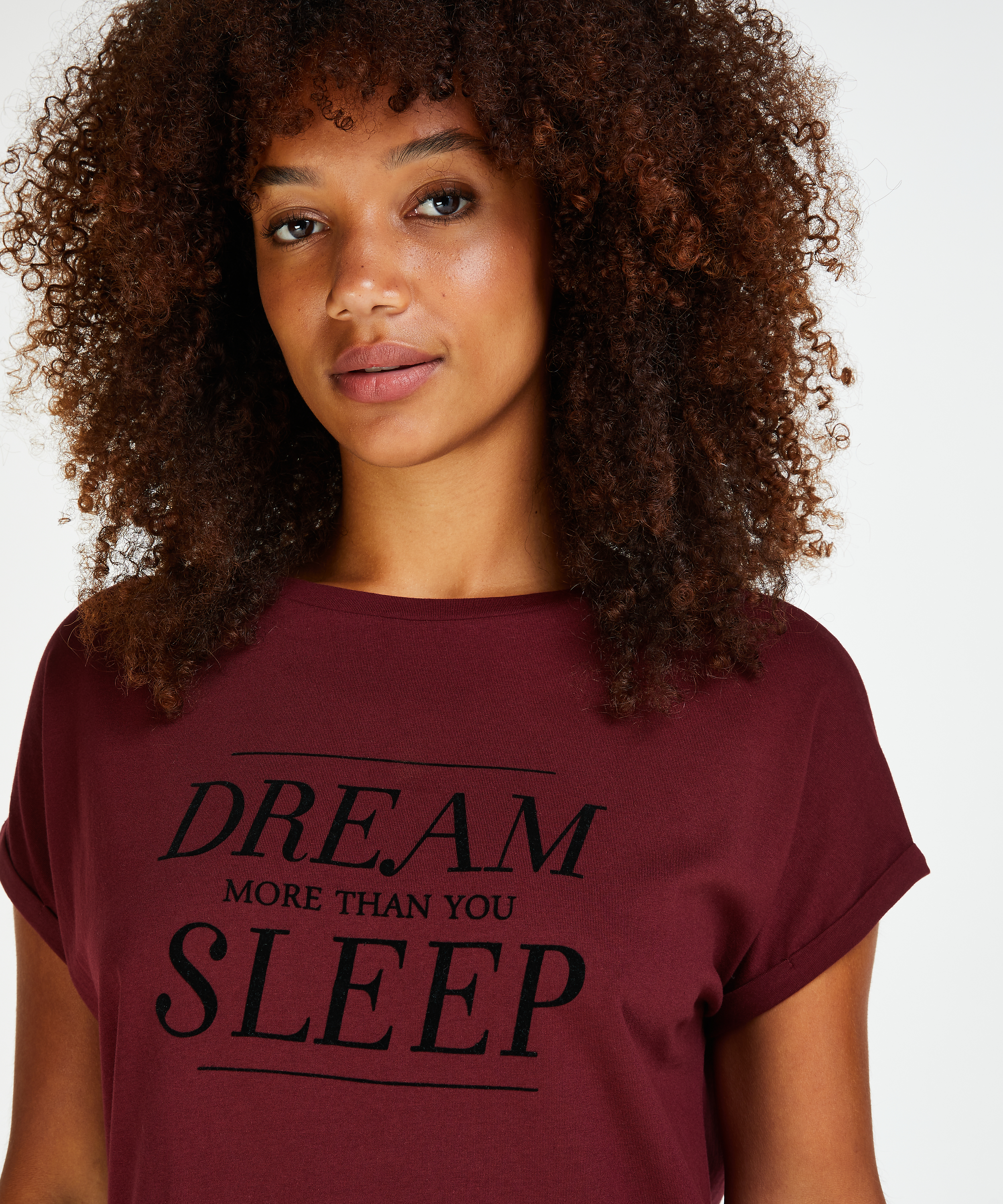 Koszula nocna z okrągłym dekoltem, Czerwony, main