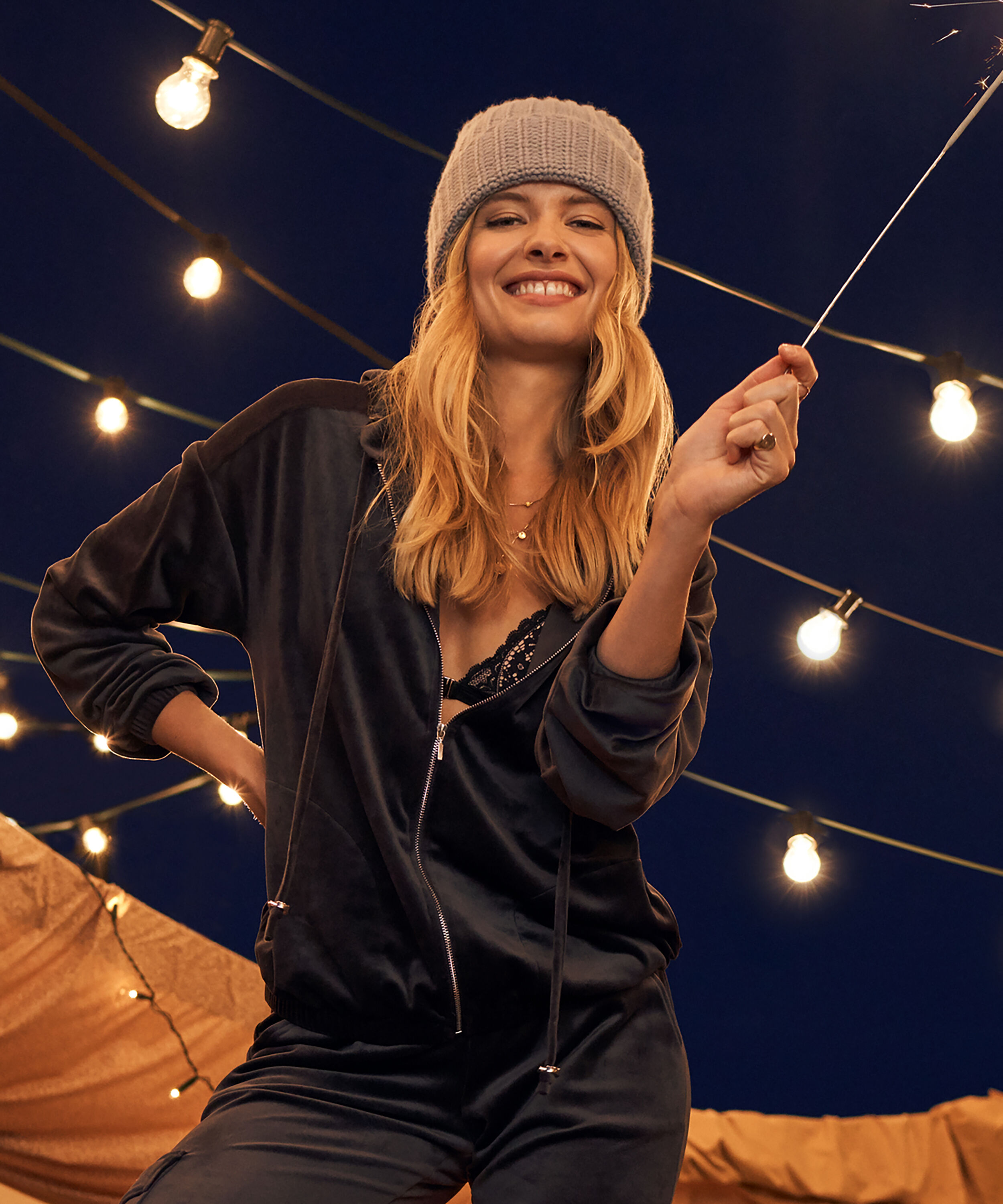 Velvet hoodie jacket, Szary