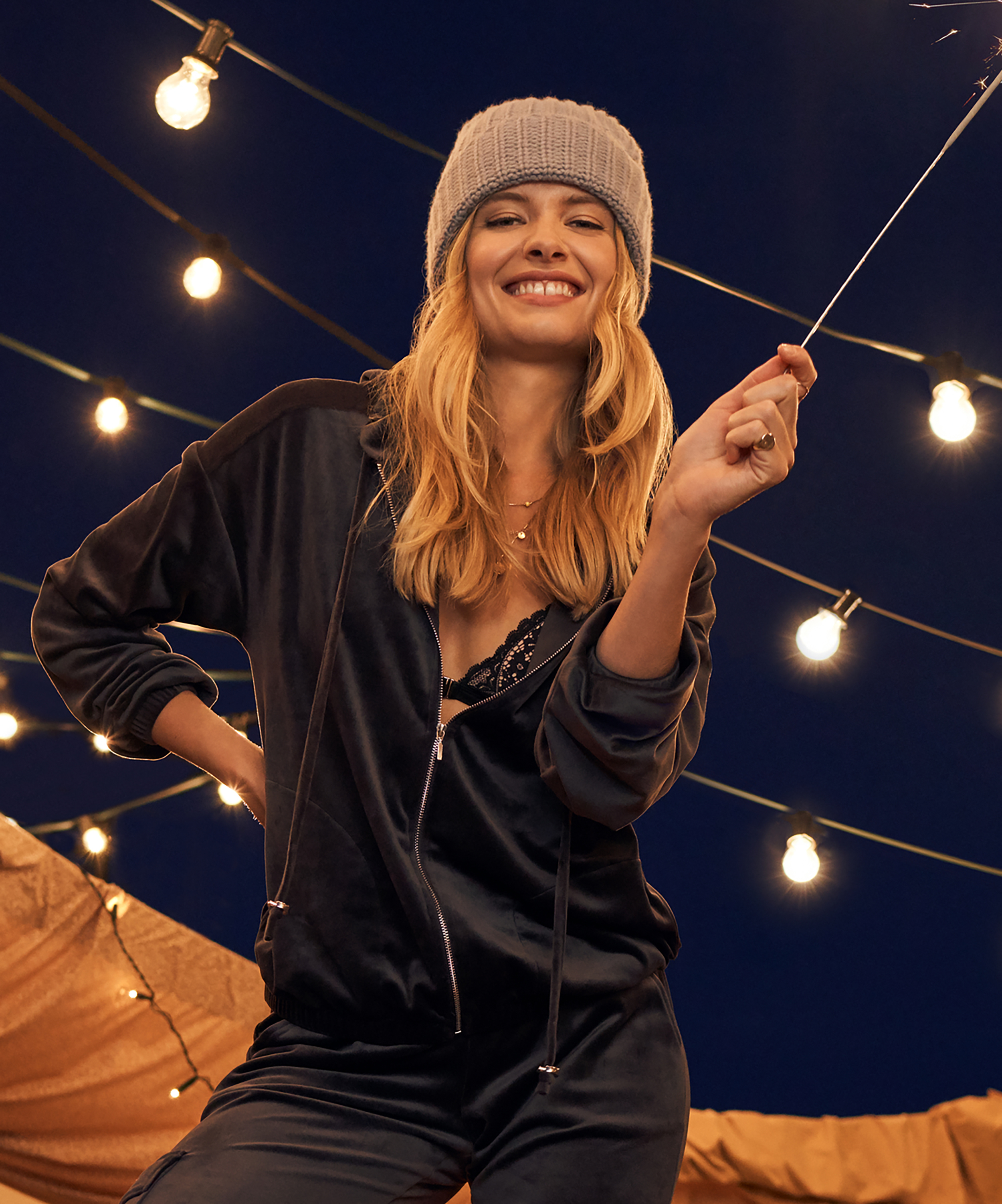 Velvet hoodie jacket, Szary, main