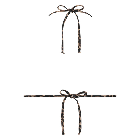 Leopard mini triangle bikini top, Brązowy