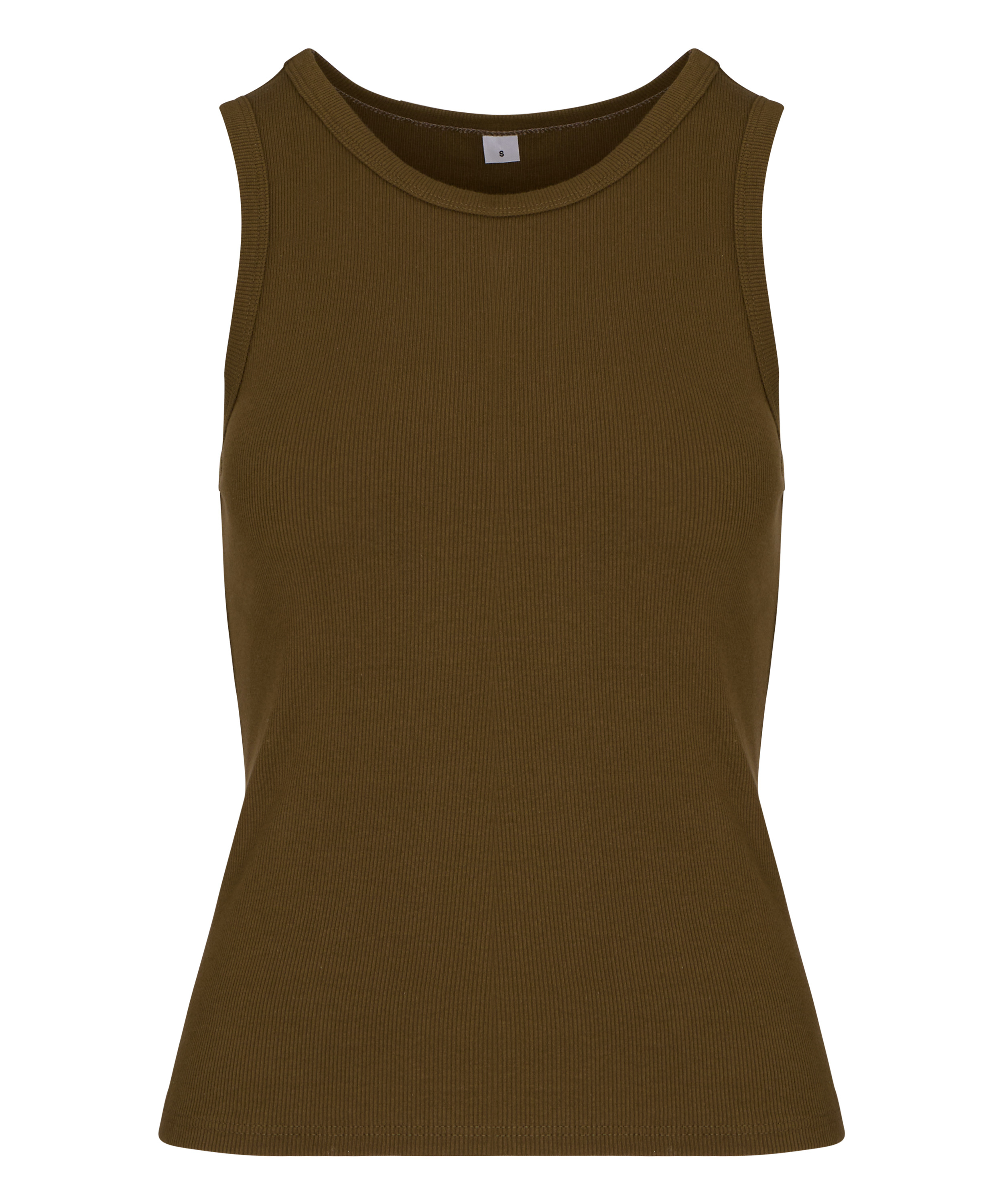 Top Tank z Prążkowanej Bawełny, Zielony, main