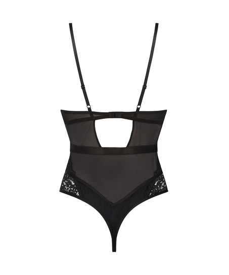 Body z fiszbinami Rose, Czarny