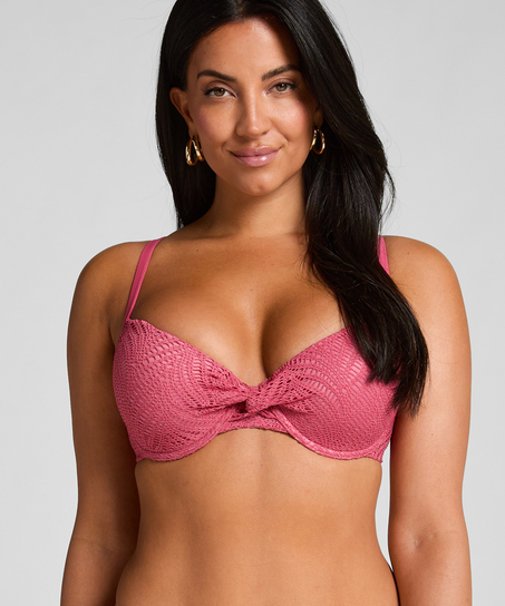 Usztywniany top bikini Lanai z fiszbinami, R&oacute;żowy