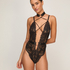 Body z otwartym krokiem Brandy Private, Czarny