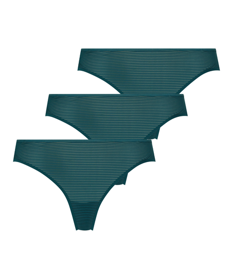 Stringi niewidoczne pod ubraniem 3 pary, Zielony