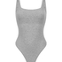 Prążkowane bawełniane body, Szary