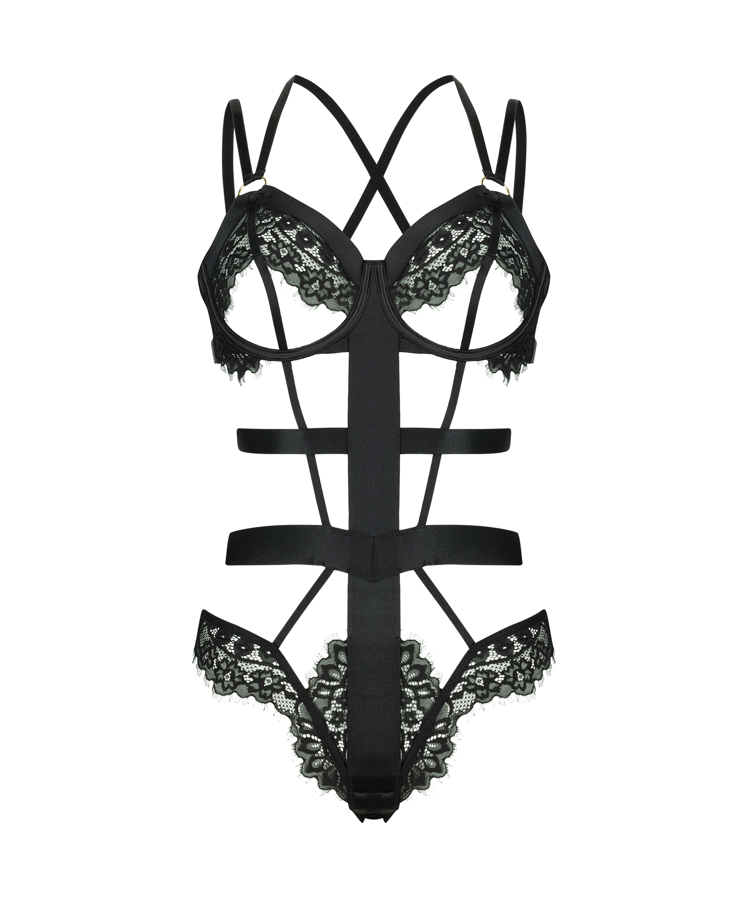 Body z otwartym krokiem Flora Private, Czarny, main