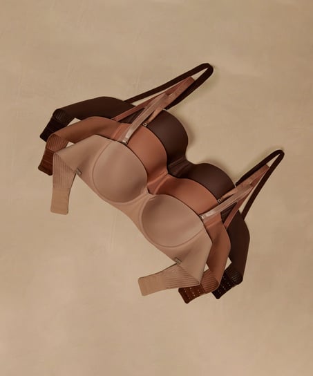 Usztywniany biustonosz z fiszbinami Jane bez ramiączek, Beżowy