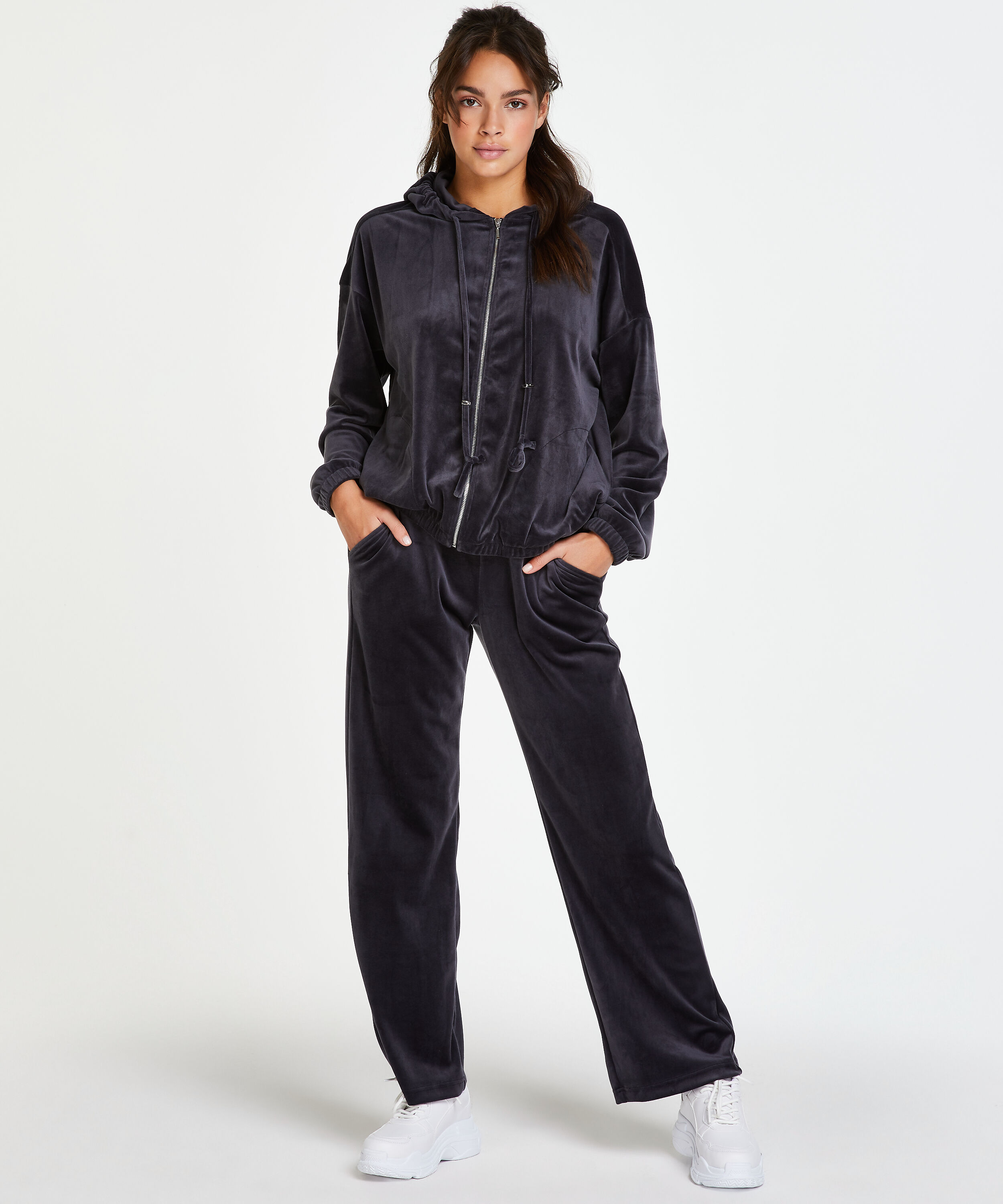 Velours Pyjama Bottoms, Szary