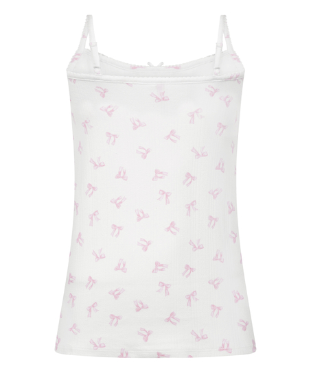 Top na ramiączkach Pointelle, Biały