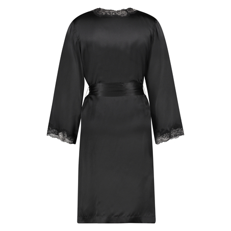 Jedwabne koronkowe kimono, Czarny