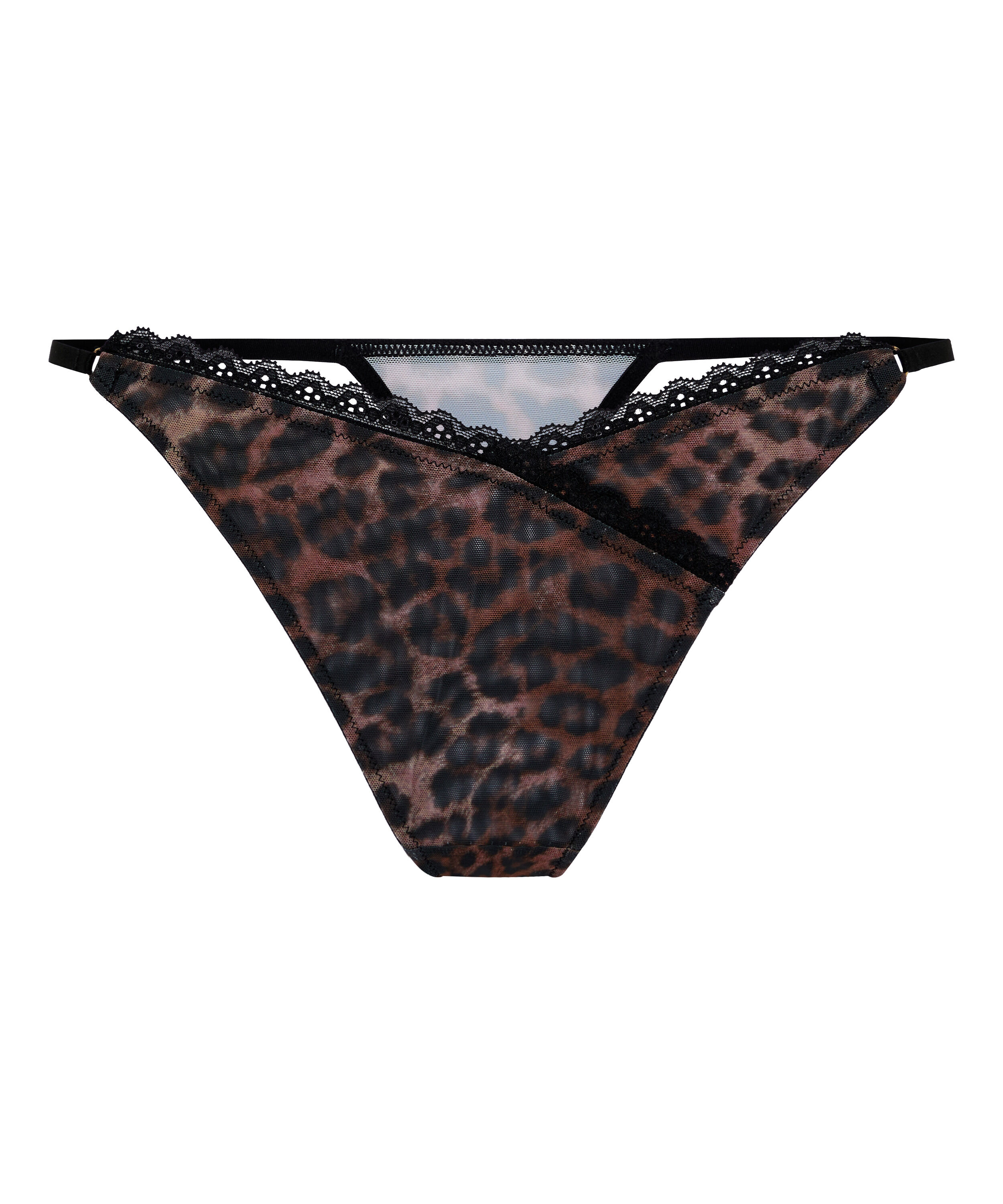 Stringi Highleg Ella z Panterkowym Wzorem, Brązowy