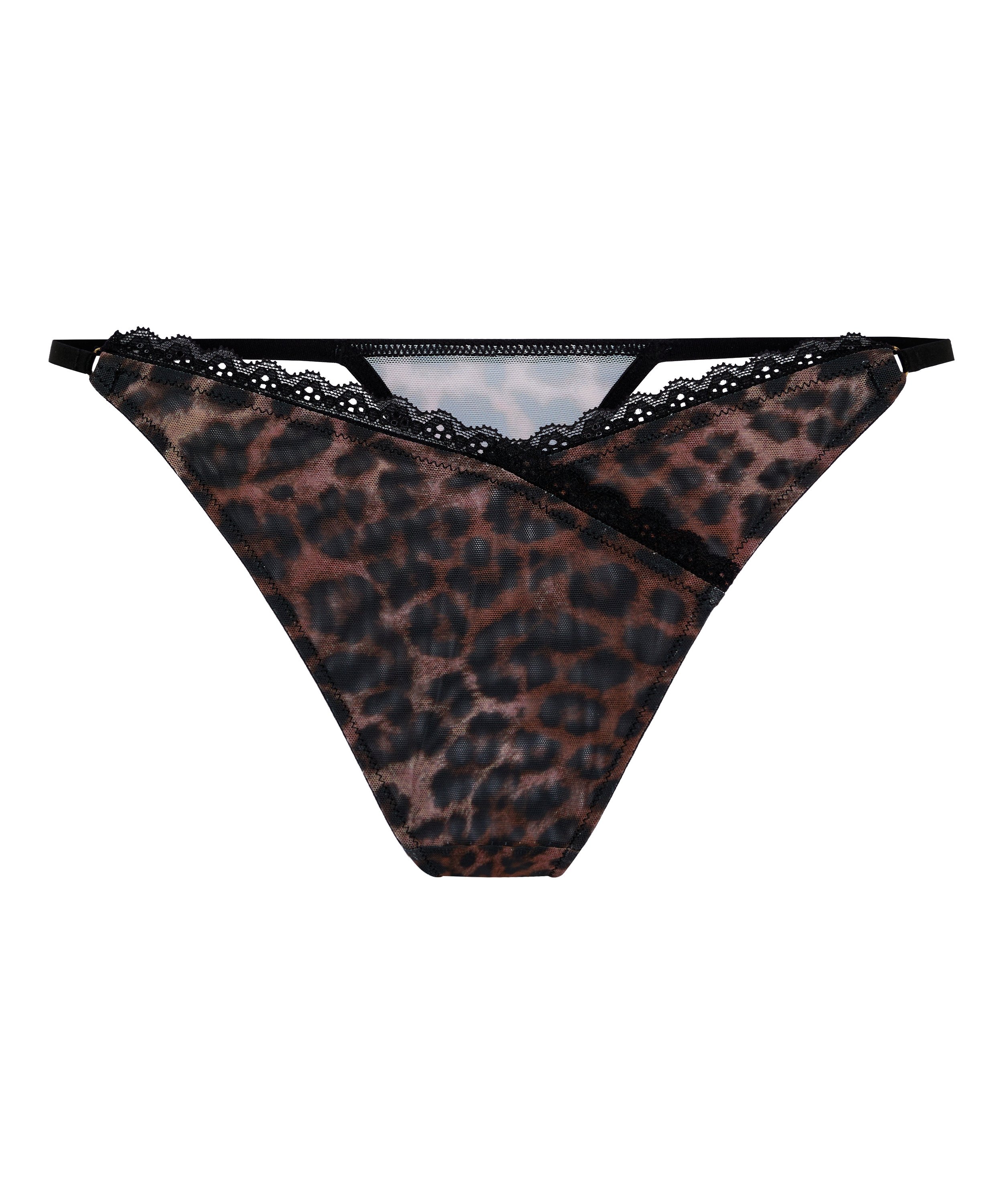 Stringi Highleg Ella z Panterkowym Wzorem, Brązowy, main
