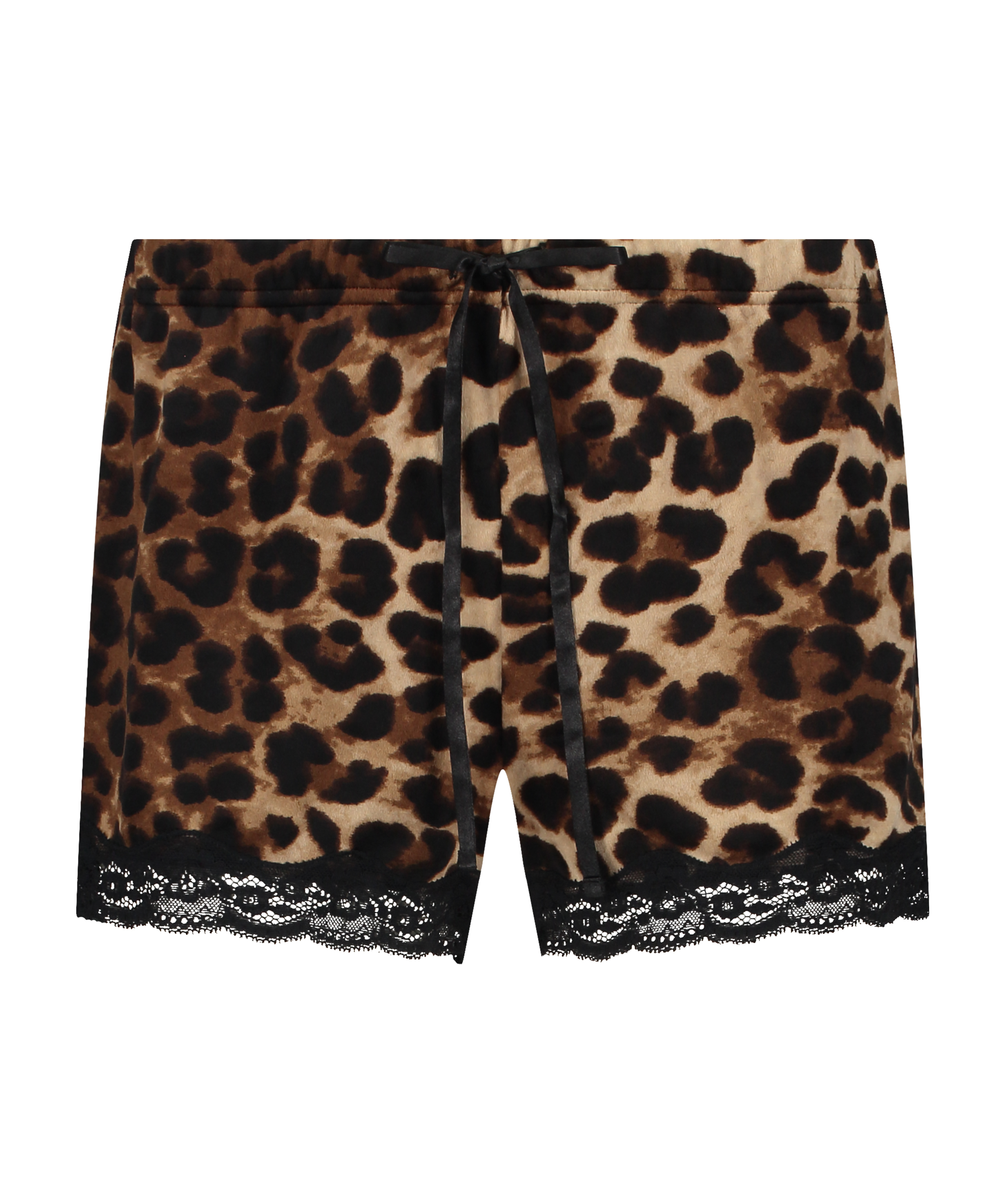 Velvet Shorts Leopard, Czarny, main