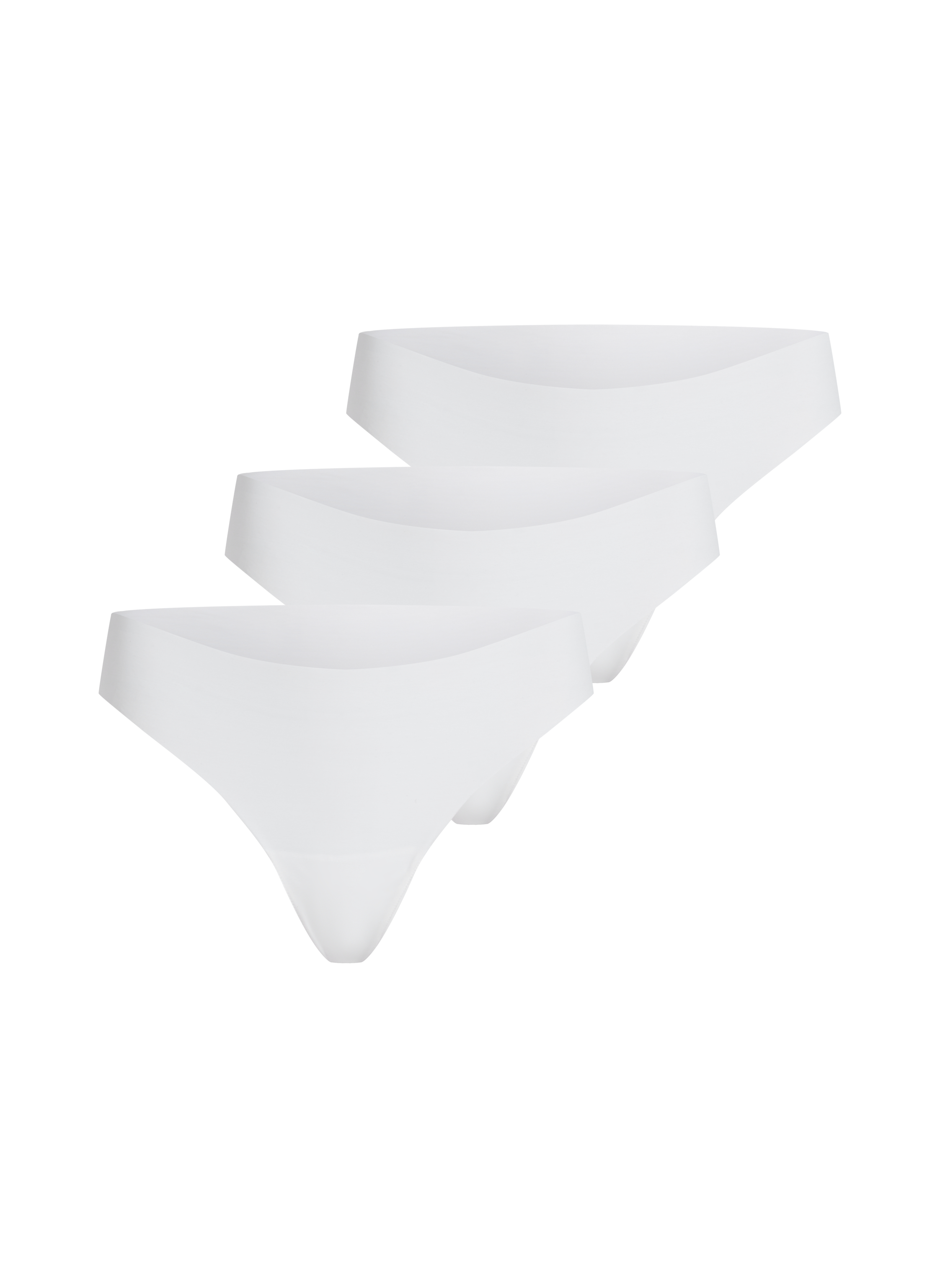 Niewidoczne pod ubraniem stringi z czarną koronką 3-pak, Biały, main