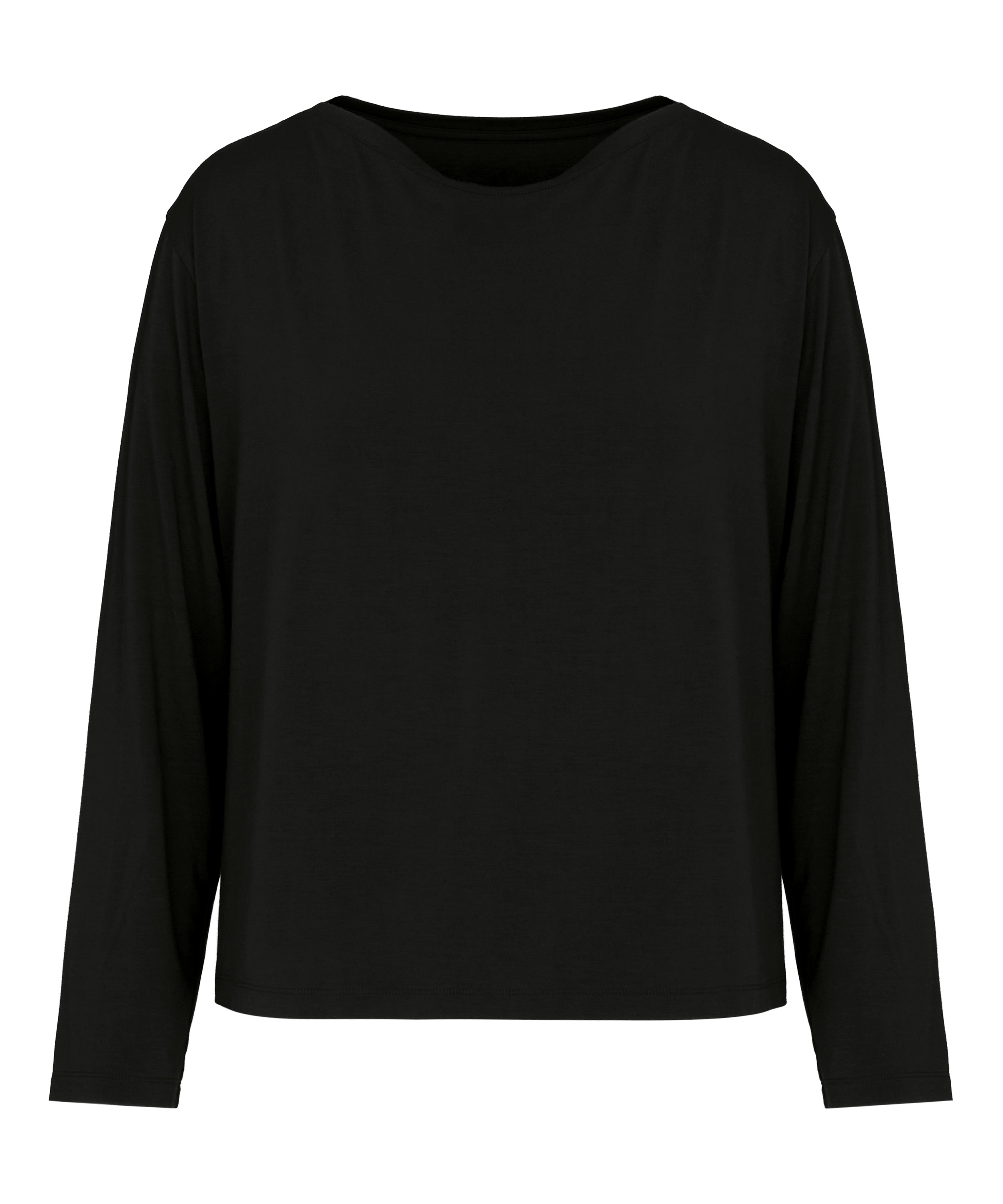 Bluzka Piżamowa Długi Rękaw Jersey, Czarny, main