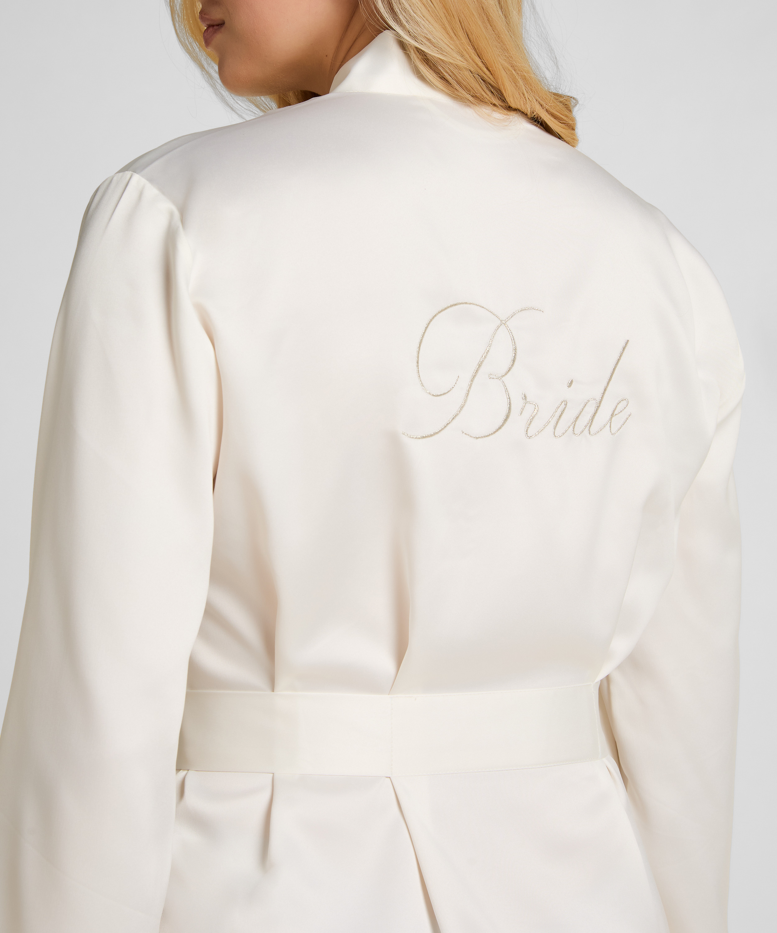 Kimono Ślubny Satynowy, Biały, main