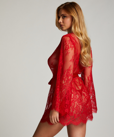 Kimono z koronką Isabelle, Czerwony