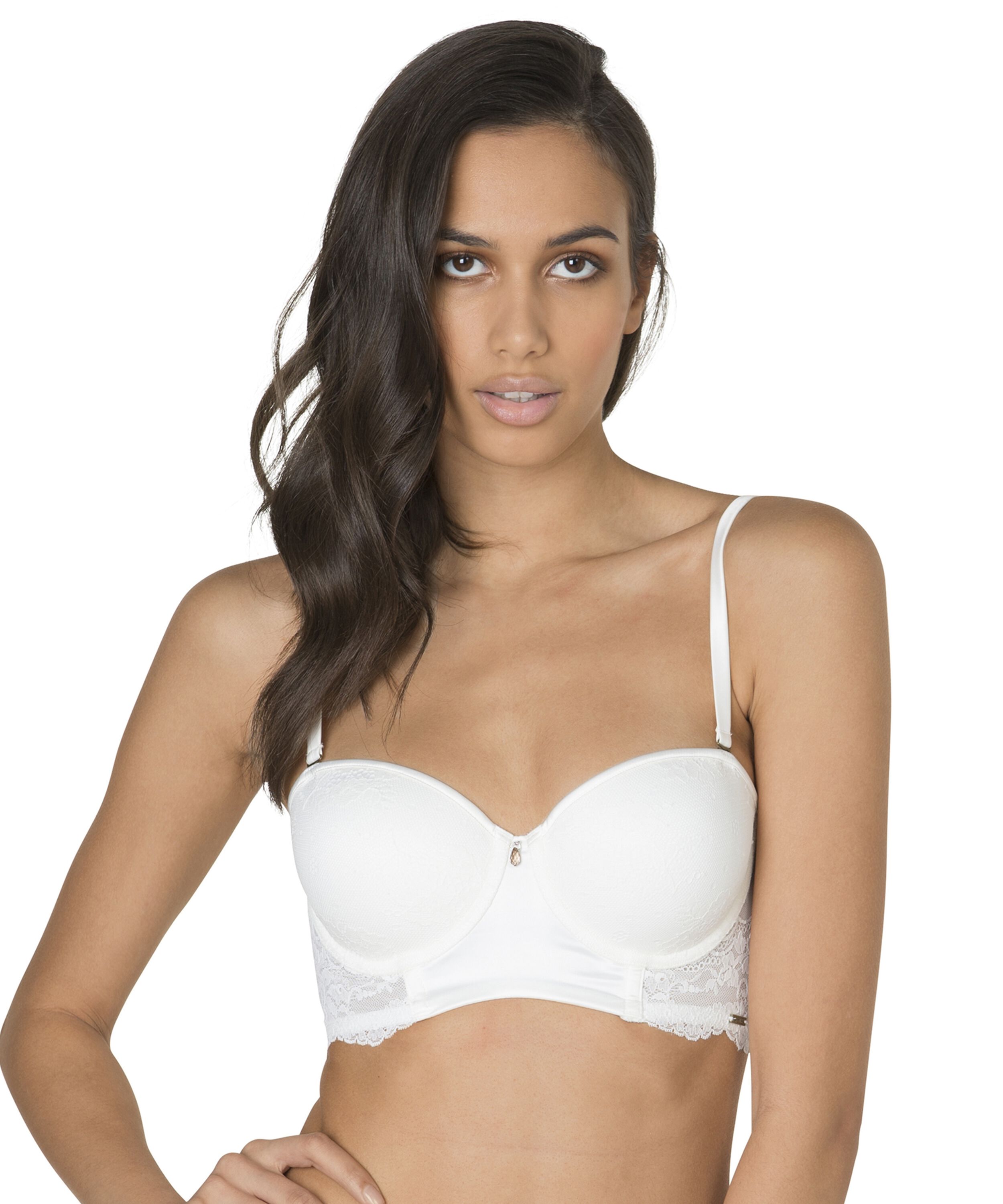Padded longline underwired bra Rose, Biały