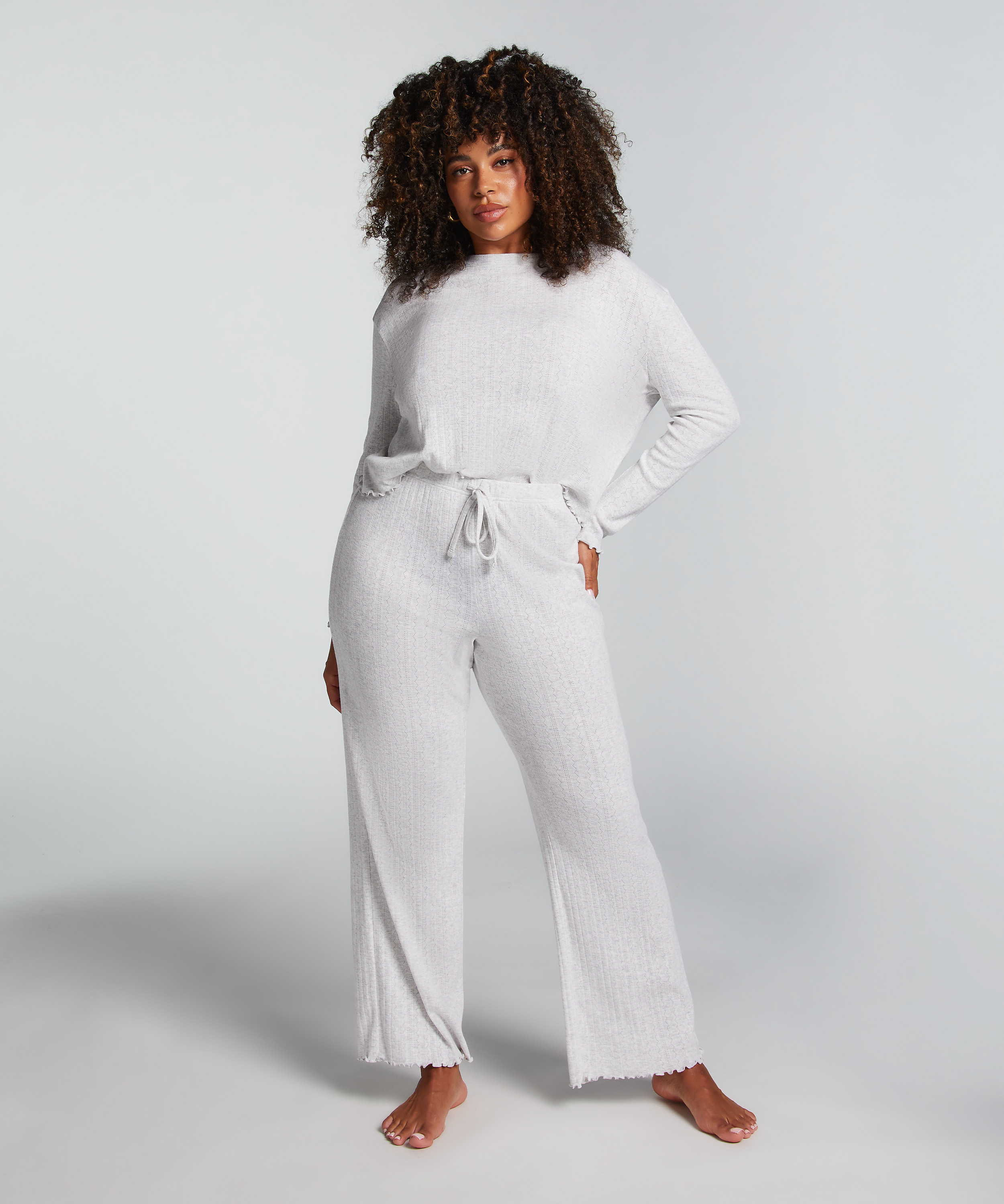 Spodnie piżamowe Pointelle, Beżowy, main