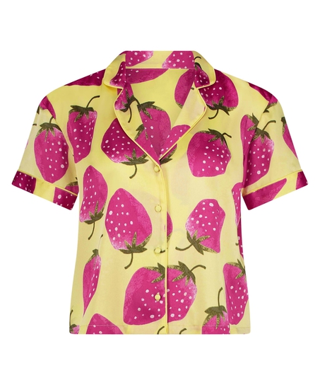 Satynowa narzutka Peppers z kr&oacute;tkim rękawem, Ż&oacute;łty