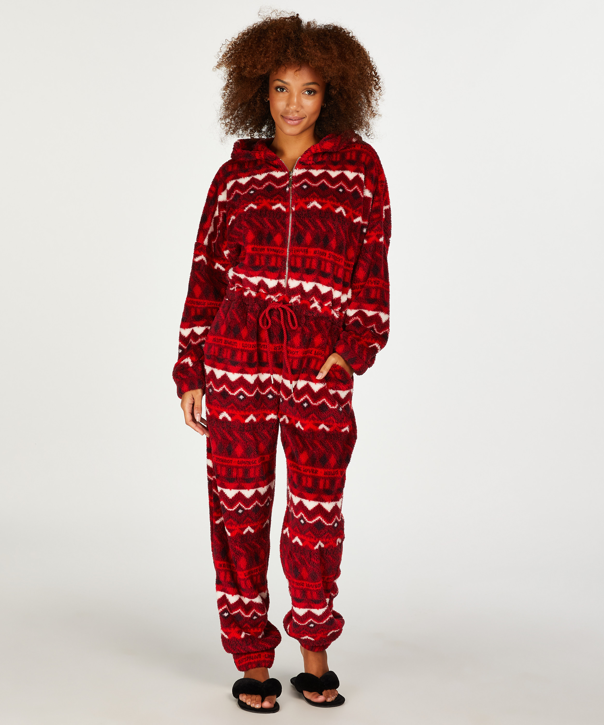 Flanelowy kombinezon Fair Isle, Czerwony, main