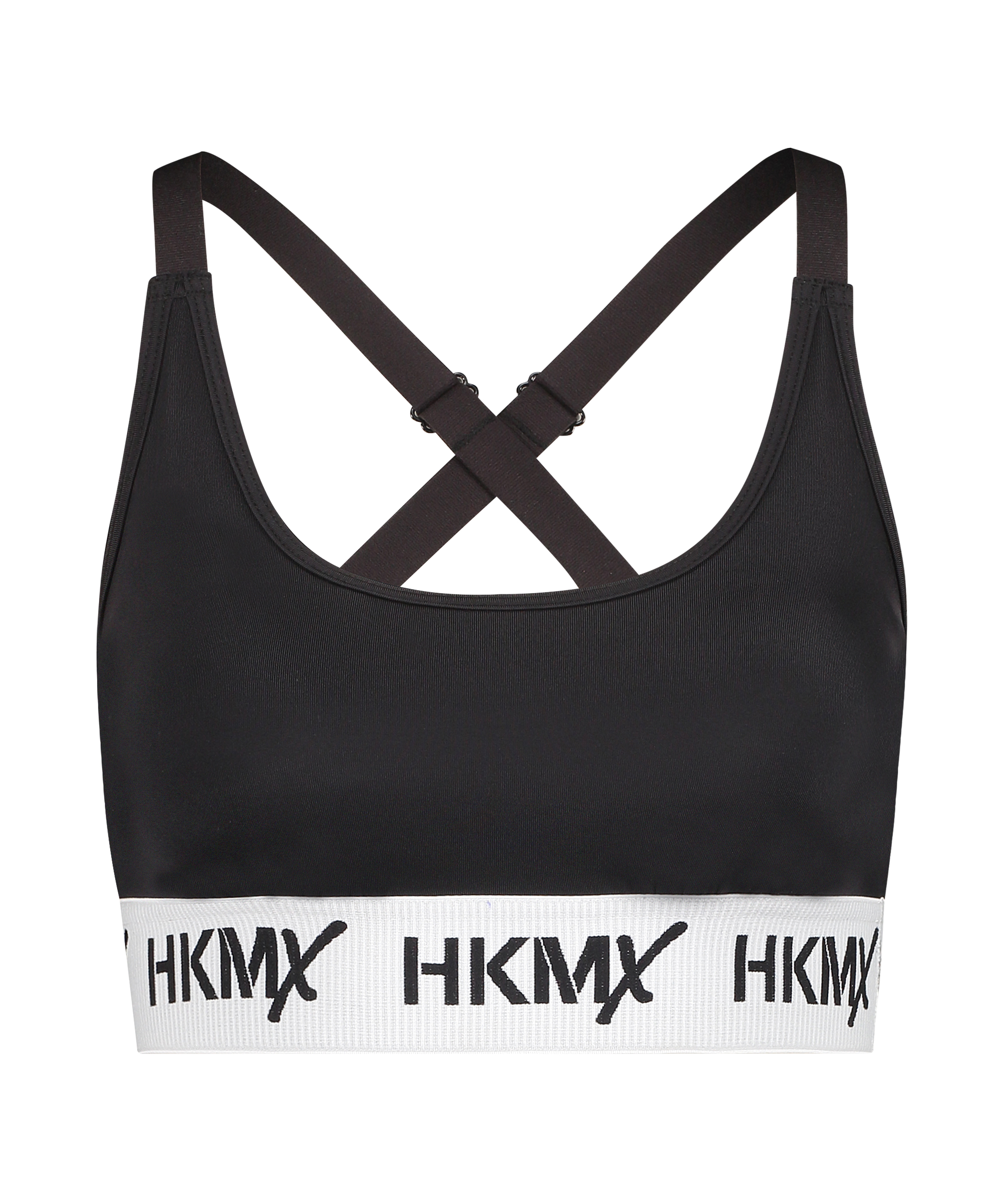 Biustonosz sportowy HKMX The Crop Logo Level 1, Czarny, main