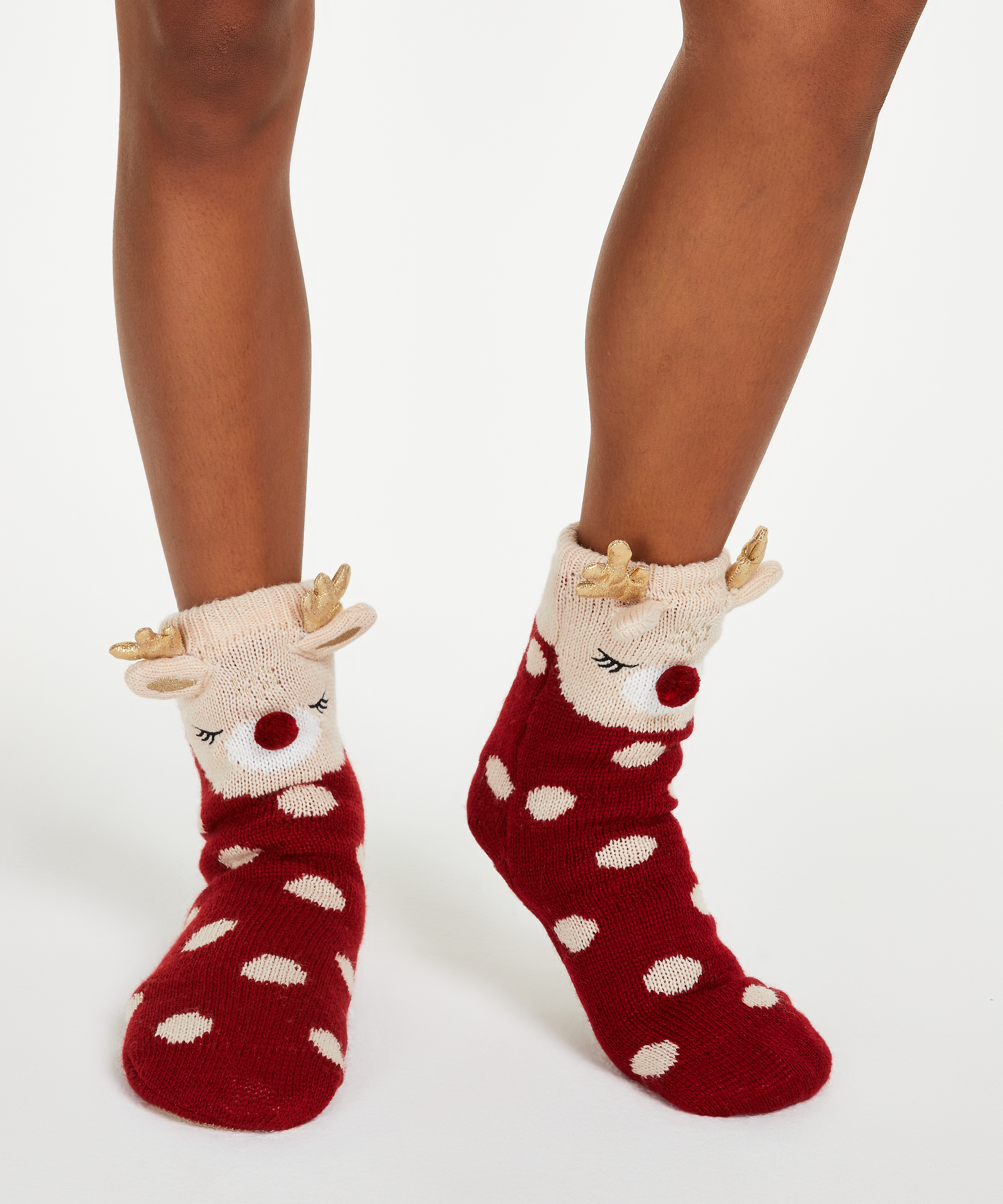 Deer slipper socks, Biały, main