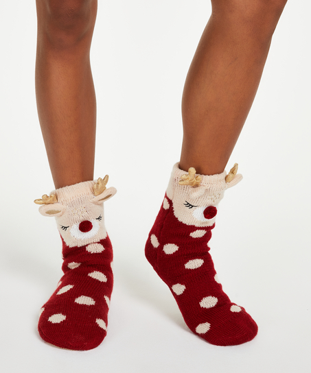 Deer slipper socks, Biały