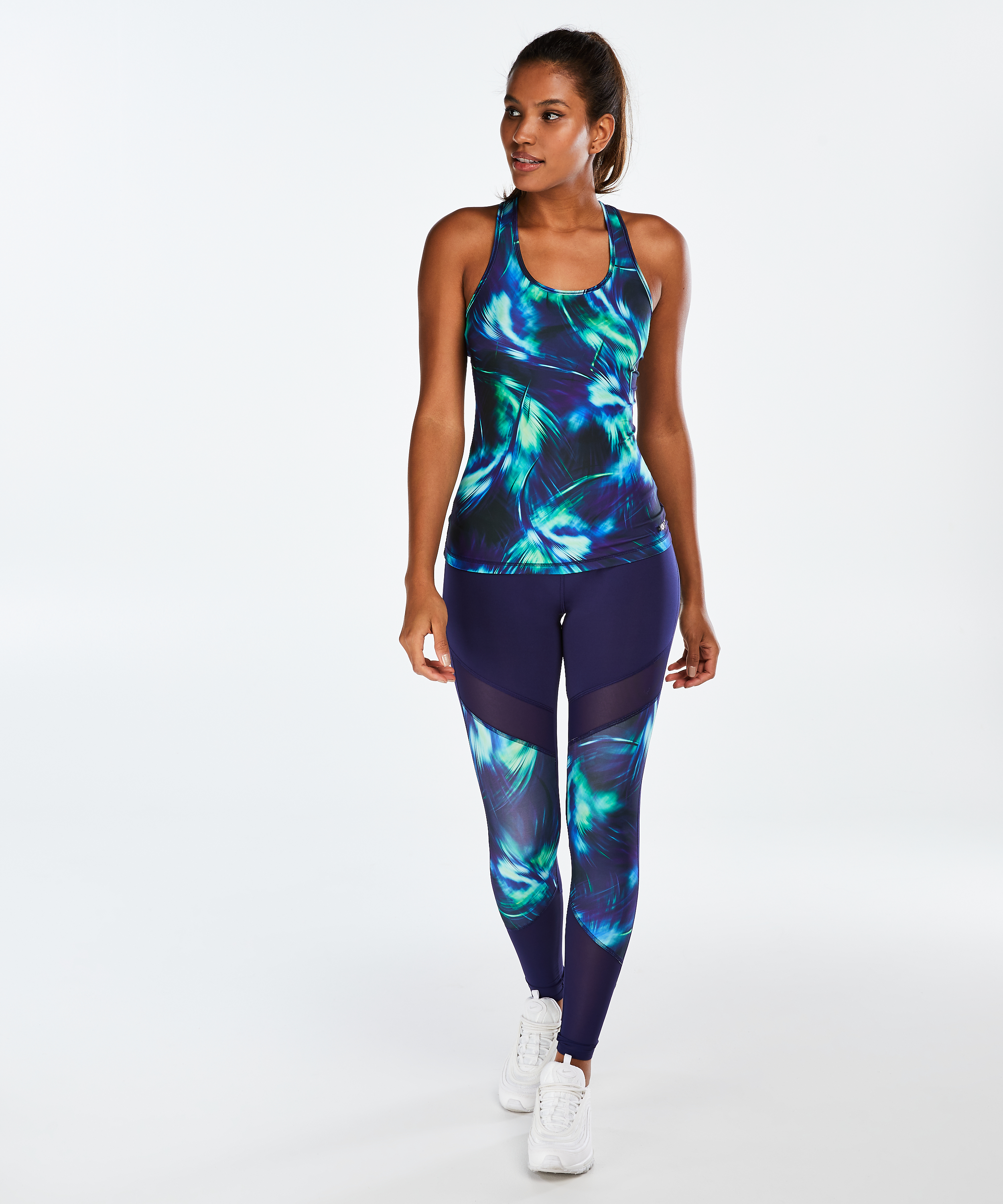 HKMX High waisted sport legging print level 2, Niebieski, main